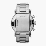 Buy Shop Fossil Nate Chronograph Black Dial Silver Steel Strap Watch for Men - JR1353 USA Online