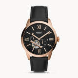 Buy Shop Fossil Townsman Automatic Black Dial Black Leather Strap Watch for Men - ME3170 USA Online