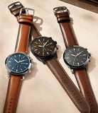 Fossil Townsman Chronograph Black Dial Brown Leather Strap Watch for Men - FS5437