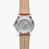 Buy Shop Fossil Townsman Automatic Skeleton Blue Dial Brown Leather Strap Watch for Men - ME3154 USA Online