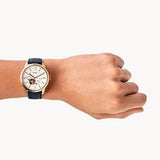 Buy Shop Fossil Townsman Automatic White Dial Navy Blue Leather Strap Watch for Men - ME3171 USA Online