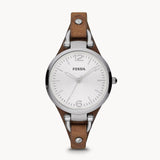 Buy Shop Fossil Georgia White Dial Brown Leather Strap Watch for Women - ES3060 USA Online