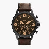 Buy Shop Fossil Nate Chronograph Brown Dial Brown Leather Strap Watch for Men - JR1487 USA Online