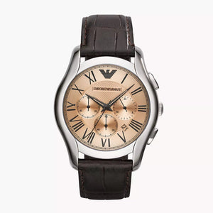 Buy Shop Emporio Armani Valente Chronograph Brown Dial Brown Leather Strap Watch For Men - AR1785 USA Online
