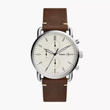 Buy Shop Fossil The Commuter White Dial Brown Leather Strap Watch for Men - FS5402 USA Online