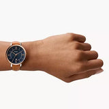 Buy Shop Fossil Jacqueline Three Hand Date Luggage Blue Dial Brown Leather Strap Watch for Women - ES4274 USA Online