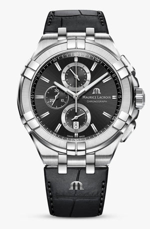 Buy Shop Maurice Lacroix Aikon Chronograph Black Dial Black Leather Strap Watch for Men - AI1018-SS001-330-1 USA Online