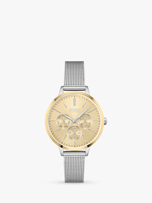Buy Shop Hugo Boss Symphony Gold Dial Silver Mesh Bracelet Watch for Women - 1502600 USA Online
