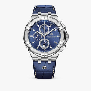 Buy Shop Maurice Lacroix Aikon Chronograph Blue Dial Blue Leather Strap Watch for Men - AI1018-SS001-430-1 USA Online