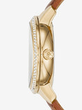 Buy Shop Michael Kors Whitley Quartz Gold Dial Brown Leather Strap Watch For Women - MK2428 USA Online