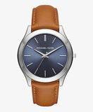 Michael Kors Slim Runway Analog Blue Dial Brown Leather Strap Watch For Men - MK8508