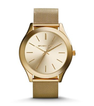 Buy Shop Michael Kors Slim Runway Champagne Dial Gold Mesh Bracelet Watch for Women - MK3282 USA Online