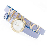 Buy Shop Versace V Flare Silver Dial Blue Leather Strap Watch for Women - VEBN00118 USA Online