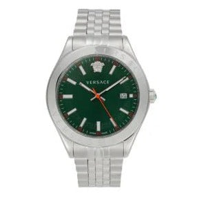 Buy Shop Versace Hellenyium Quartz Green Dial Silver Steel Strap Watch For Men - VEVK01021 USA Online