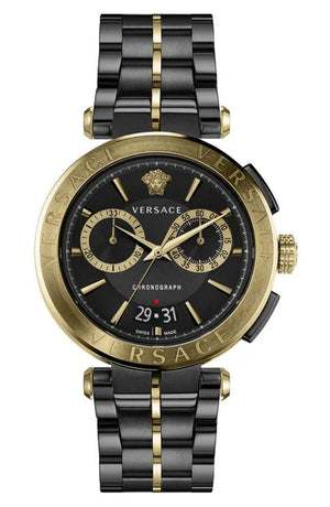 Buy Shop Versace Aion Chronograph Black Dial Black Steel Strap Watch for Men - VE1D01620 USA Online