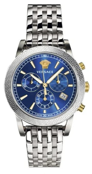 Buy Shop Versace Sport Tech Chronograph Blue Dial Silver Steel Strap Watch for Men - VELT00219 USA Online