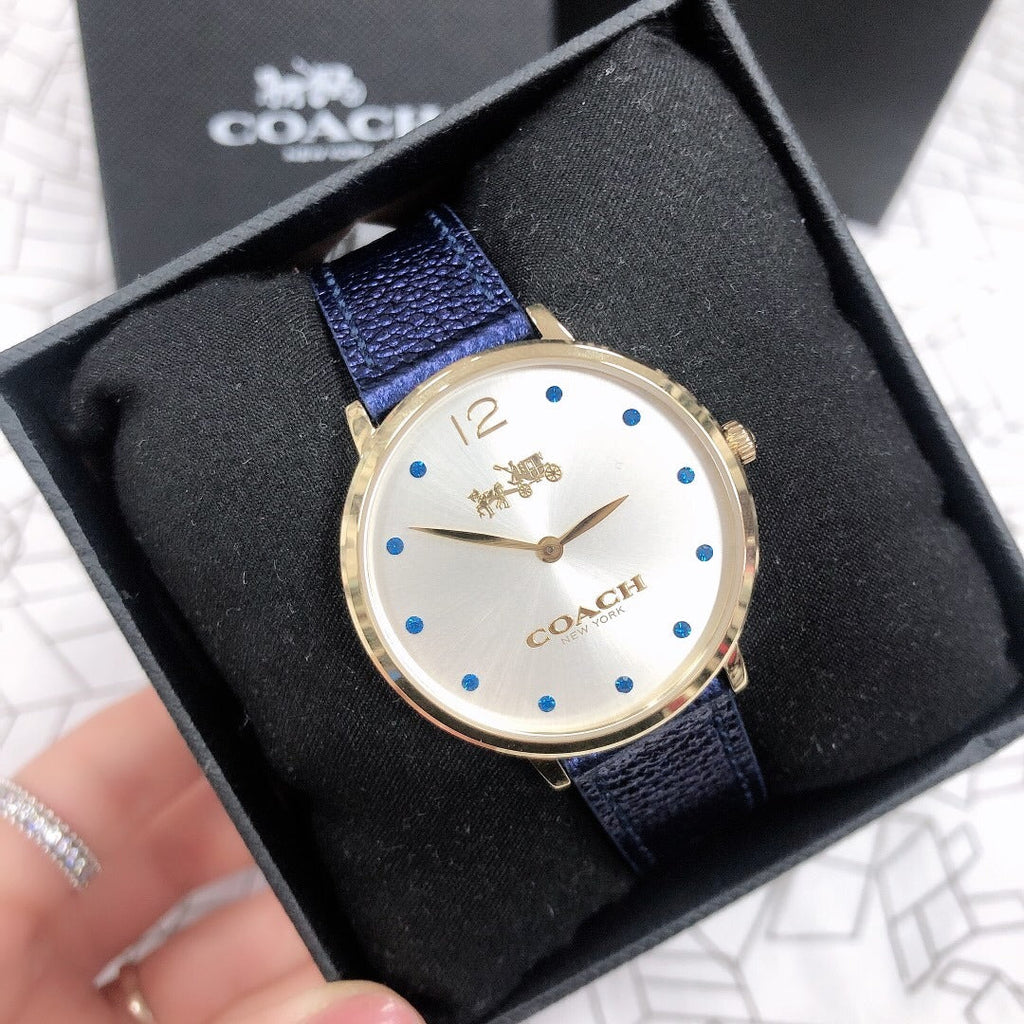 Buy Shop Coach Slim Easton Silver Dial Blue Leather Strap Watch for Women - 14502687 USA Online