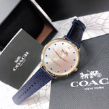 Buy Shop Coach Slim Easton Silver Dial Blue Leather Strap Watch for Women - 14502687 USA Online