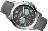 Buy Shop Fossil Grant Chronograph Gunmetal Grey Dial Grey Leather Strap Watch for Men - FS5183 USA Online