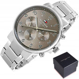 Buy Shop Tommy Hilfiger Chronograph Grey Dial Silver Steel Strap Watch for Men - 1710382 USA Online