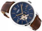Buy Shop Fossil Townsman Automatic Blue Dial Brown Leather Strap Watch for Men - ME3110 USA Online