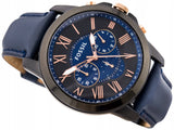 Buy Shop Fossil Grant Chronograph Black Dial Blue Leather Strap Watch for Men - FS5061 USA Online