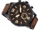 Buy Shop Fossil Nate Chronograph Brown Dial Brown Leather Strap Watch for Men - JR1487 USA Online