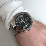 Buy Shop Guess Atlas Chronograph Black Dial Silver Steel Strap Watch For Men - W0668G3 USA Online