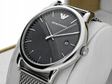 Buy Shop Emporio Armani Luigi Quartz Grey Dial Silver Mesh Bracelet Watch For Men - AR11069 USA Online