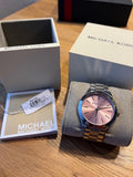 Buy Shop Michael Kors Slim Runway Quartz Pink Dial Silver Steel Strap Watch For Women - MK3380 USA Online
