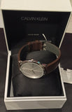 Buy Shop Calvin Klein Minimal Silver Dial Brown Leather Strap Watch for Men - K3M211G6 USA Online