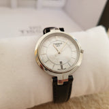 Tissot T Lady Flamingo Mother of Pearl Dial Black Leather Strap Watch for Women - T094.210.16.111.00