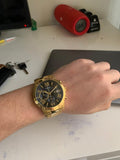 Buy Shop Guess Atlas Chronograph Black Dial Gold Steel Strap Watch for Men - W0668G8 USA Online