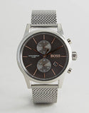 Hugo Boss Jet Chronograph Grey Dial Silver Mesh Bracelet Watch for Men - 1513440