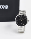 Buy Shop Hugo Boss Officer Black Dial Silver Steel Strap Watch for Men - 1513614 USA Online