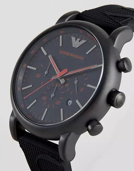 Buy Shop Emporio Armani Luigi Chronograph Black Dial Black Rubber Strap Watch For Men - AR11024 USA Online