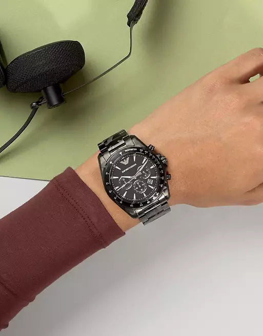 Buy Shop Emporio Armani Sportivo Quartz Black Dial Black Steel Strap Watch For Men - AR11027 USA Online