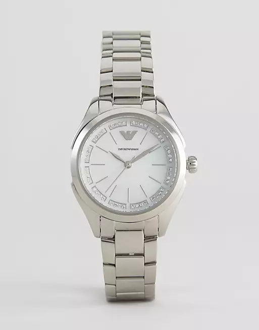 Buy Shop Emporio Armani Valeria Quartz Mother of Pearl Dial Silver Steel Strap Watch For Women - AR11030 USA Online