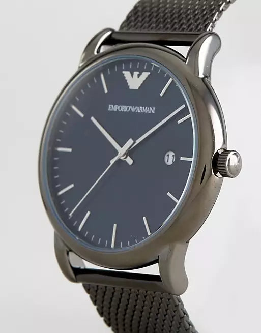 Buy Shop Emporio Armani Luigi Quartz Blue Dial Grey Mesh Bracelet Watch For Men - AR11053 USA Online
