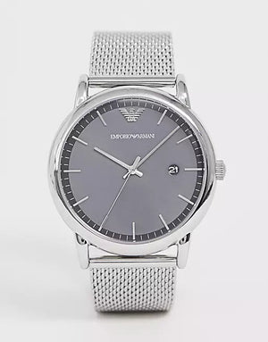 Buy Shop Emporio Armani Luigi Quartz Grey Dial Silver Mesh Bracelet Watch For Men - AR11069 USA Online