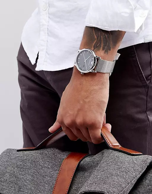 Buy Shop Emporio Armani Luigi Quartz Grey Dial Silver Mesh Bracelet Watch For Men - AR11069 USA Online