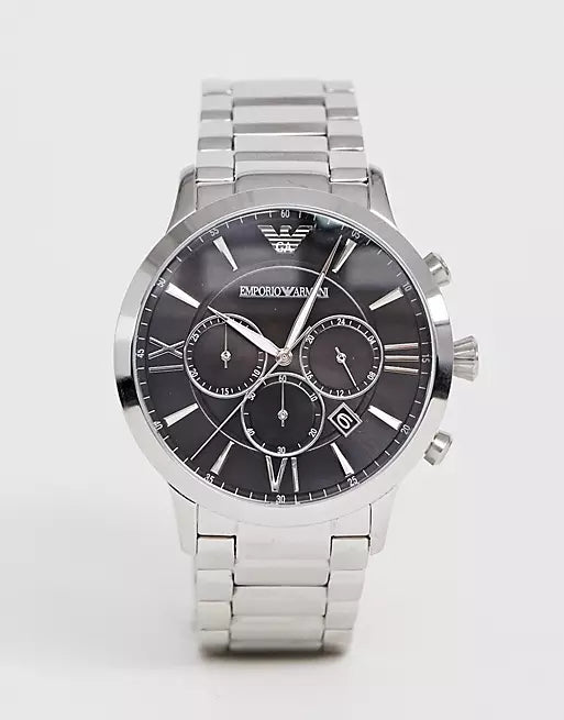 Buy Shop Emporio Armani Giovanni Chronograph Black Dial Silver Steel Strap Watch For Men - AR11208 USA Online
