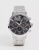 Buy Shop Emporio Armani Giovanni Chronograph Black Dial Silver Steel Strap Watch For Men - AR11208 USA Online