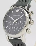 Buy Shop Emporio Armani Luigi Chronograph Quartz Grey Dial Grey Leather Strap Watch For Men - AR1735 USA Online