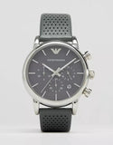 Buy Shop Emporio Armani Luigi Chronograph Quartz Grey Dial Grey Leather Strap Watch For Men - AR1735 USA Online