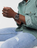 Buy Shop Emporio Armani Renato Analog Black Dial Black Leather Strap Watch For Men - AR11186 USA Online