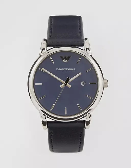 Buy Shop Emporio Armani Classic Quartz Blue Dial Black Leather Strap Watch For Men - AR1731 USA Online