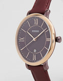 Buy Shop Fossil Jacqueline Burgundy Dial Burgundy Leather Strap Watch for Women - ES4099 USA Online