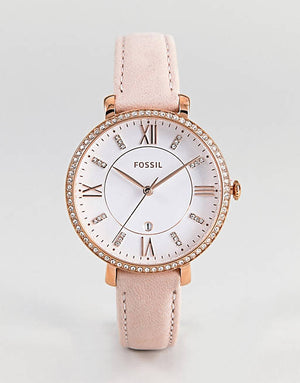 Buy Shop Fossil Jacqueline White Dial Pink Leather Strap Watch for Women - ES4303 USA Online