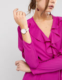 Buy Shop Fossil Jacqueline White Dial Pink Leather Strap Watch for Women - ES4303 USA Online